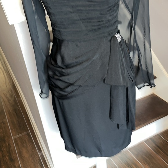 BB/Collections Classy Vintage Cocktail Dress Sz 8. Sheer Sleeves. Keyhole back - Picture 3 of 16